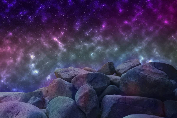 Abstraktní Obraz Paralelního Vesmíru Výhled Neznámé Kamenné Planety Prostoru — Stock fotografie