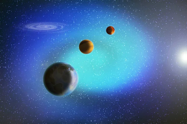 Abstraktní Obraz Průvod Planet Prostoru Mezi Hvězdy Mlhoviny Ilustrace — Stock fotografie