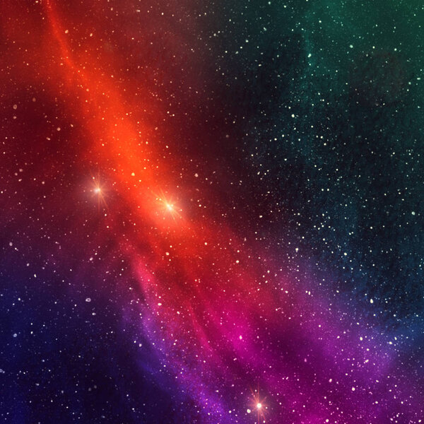 Abstract background texture of distant star space and multicolored nebula, illustration