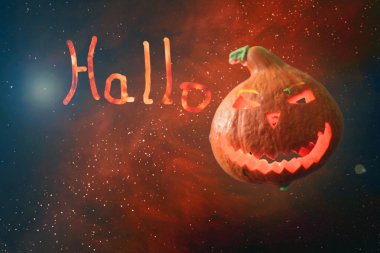 evrenin, soyutlama görüntüde yanan kömürlerin resimli yazıt Cadılar Bayramı mektuplar