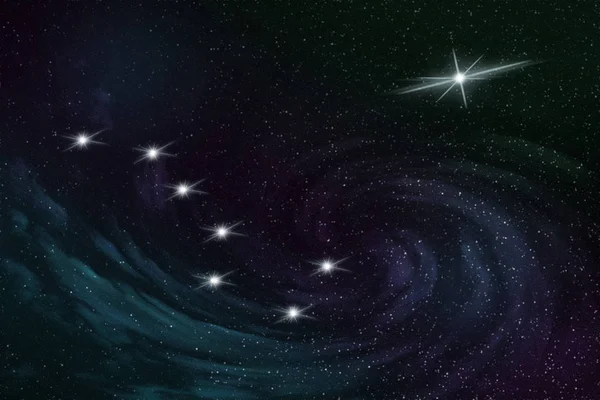 Constelação do Grande Urso e da Estrela do Norte durante a noite Fotografias De Stock Royalty-Free