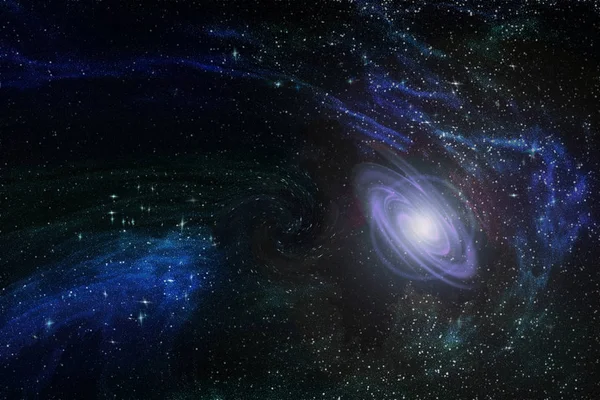 Nová rodící se galaxie v nekonečné prostoru mezi vícebarevnými souhvězdí — Stock fotografie