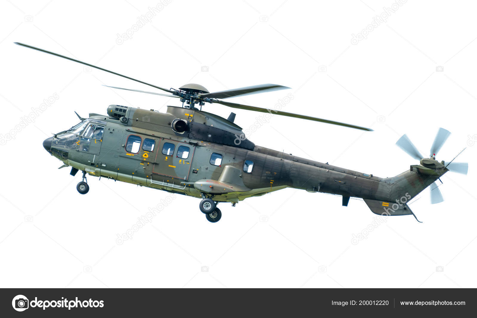 geld Vorm van het schip woede AS332 Super Puma helicopter, isolated on white Stock Photo by ©ASafaric  200012220