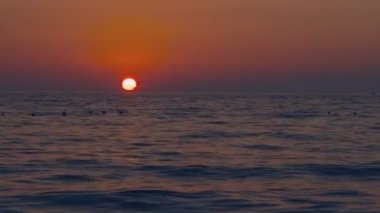 Deniz, Güneş ayarı denize, ufukta turuncu ve mor sis dramatik günbatımı