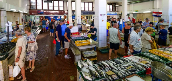 Fishmarket у місті Задар є одним з найбільших та найкраще поставляються в Хорватії і приваблює багатьох покупців — стокове фото