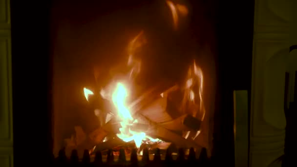 Feu dans le poêle, gros plan, bois de chauffage, détail scène intérieure, concept d'hiver