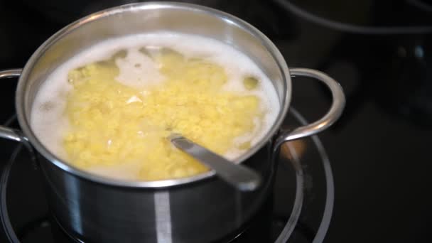 Gotowania makaronu tradycyjnego zupa, zbliżenie, nikt nie — Wideo stockowe