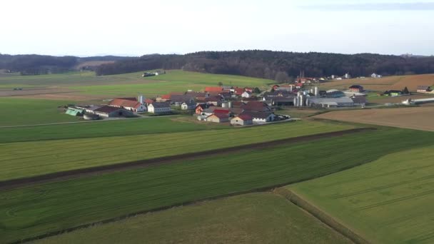 Pueblo tradicional en Europa central, vista aérea de Levanjci — Vídeo de stock