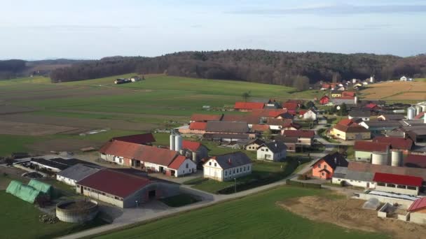 Idilli falu Szlovéniában, Közép-Európában a légi — Stock videók