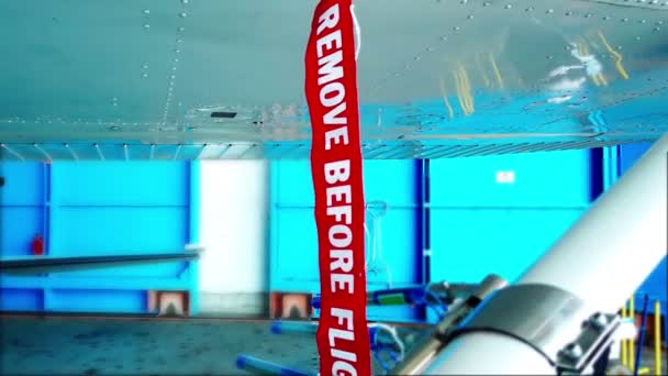 Remove before flight pitot tube cover on small general aviation airplane — Stock Video