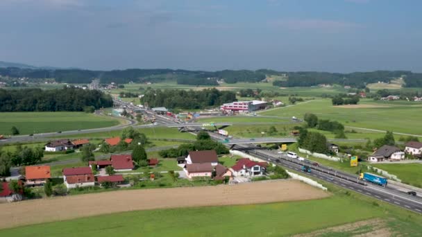 Toll station on highway in Slovenia, Tepanje toll station on A1 removed — Stock Video