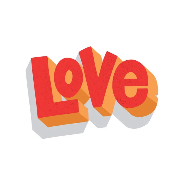 Love Hand Drawn Lettering Effect Cartoon Style Vector Illustration — ストックベクタ