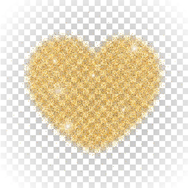 Srdce Zlaté Vektor Izolované Průhledné Pozadí Zlaté Lesklé Šumivé Srdce — Stockový vektor