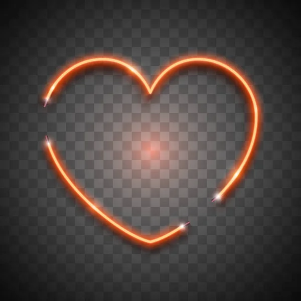 Κόκκινο Φωτεινό Διάνυσμα Νέον Καρδιά Διάνυσμα Νέον Σύμβολο Απομονωμένη Σχεδιαστικό — Διανυσματικό Αρχείο