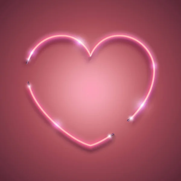Vector Νέον Ροζ Καρδιά Διάνυσμα Νέον Σύμβολο Απομονωμένη Σχεδιαστικό Στοιχείο — Διανυσματικό Αρχείο