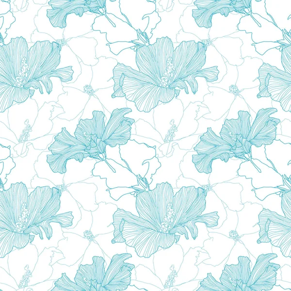 Красивий Безшовний Квітковий Візерунок Елегантними Синіми Квітами Білому Тлі Векторні — стоковий вектор