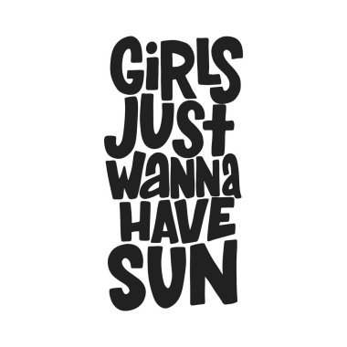 Kızlar sadece güneş, yaratıcı yaz kavramsal poster istiyorum