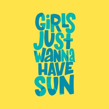 Kızlar sadece güneş, yaratıcı yaz kavramsal poster istiyorum