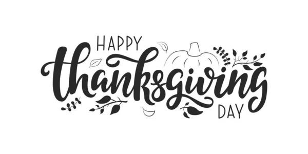 Şükran günü için el yazısı tebrik kartı şablonu beyaz arka planda izole 