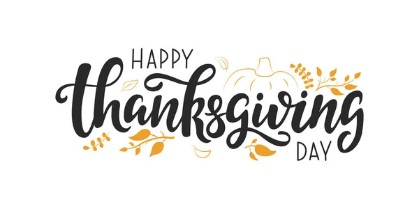 Handwritten Greeting Card Template Thanksgiving Day Isolated White Background — Stock Vector