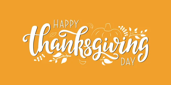 Handwritten Greeting Card Template Thanksgiving Day Bright Yellow Background — Stock Vector