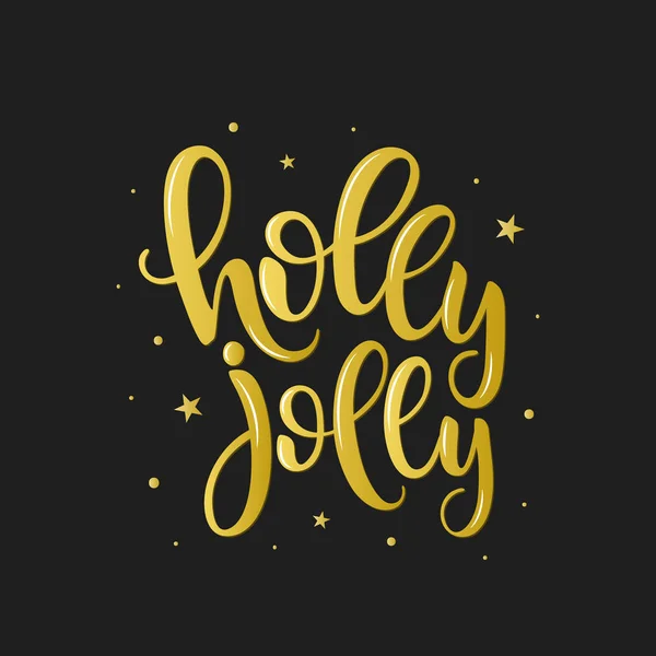 Holly Jolly Vector Script Lettering White Background Handwritten Design Element — Stock Vector