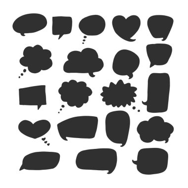  Vektör iletişim konuşma kabarcıkları seti, elle çizilmiş iletişim bulutları.