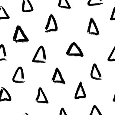  Vektör soyut basit geometrik dikişsiz desen üçgenler fırça ile boyanmış. Grunge doku. Kağıt kapak, kumaş, tekstil, kumaş baskı. 