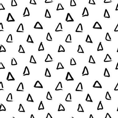  Vektör soyut basit geometrik dikişsiz desen üçgenler fırça ile boyanmış. Grunge doku. Kağıt kapak, kumaş, tekstil, kumaş baskı. 