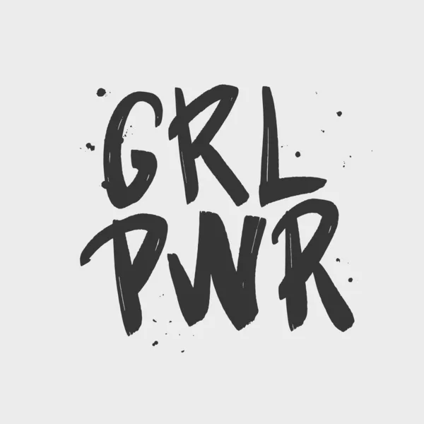 女の子パワーレタリング引用 Grl Pwr記号 Tシャツ マグカップ テキスタイル カード用の手描きのタイポグラフィプリント ベクトルイラスト — ストックベクタ