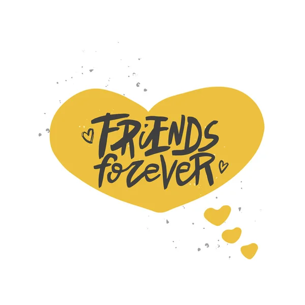 Friends forever lettering quote, vector brush calligraphy. Handwritten Friendship day typography print. — Stock Vector