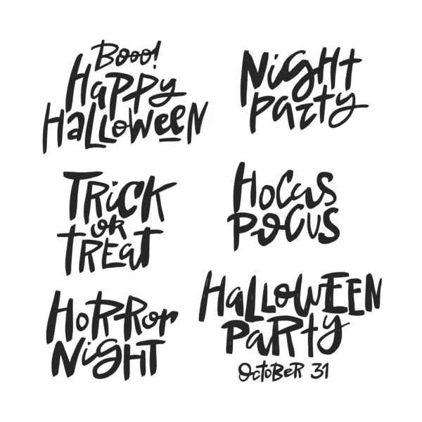 Vektör harfleri Halloween tırnak seti, fırça kaligrafi. El yazısı Halloween tipografi baskı.