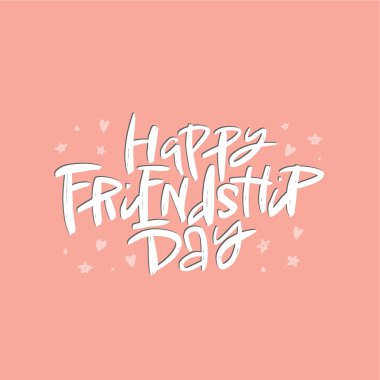 Mutlu Dostluk gün yazı alıntı, vektör fırça kaligrafi. El yazısı Dostluk gün tipografi baskı.