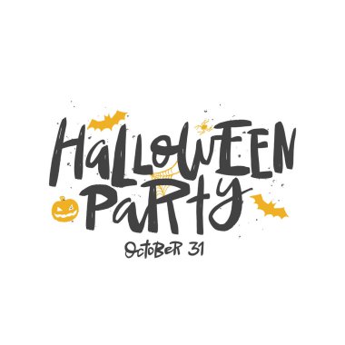 Cadılar Bayramı parti vektör fırça yazı. El yazısı Halloween tipografi baskı.