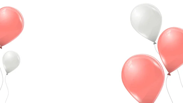 Vektör pembe ve beyaz balonlar beyaz arka plan üzerinde. Uçan lateks 3d ballons. — Stok Vektör