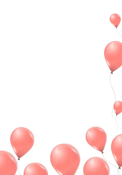 Vektör pembe balonlar beyaz arka plan üzerinde izole. Uçan lateks 3d ballons. — Stok Vektör