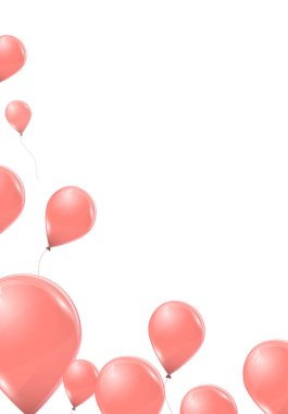 Vektör pembe balonlar beyaz arka plan üzerinde izole. Uçan lateks 3d ballons. 