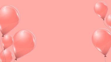 Vektör pembe helyum balonlar pembe arka plan üzerinde. Uçan lateks 3d ballons. 