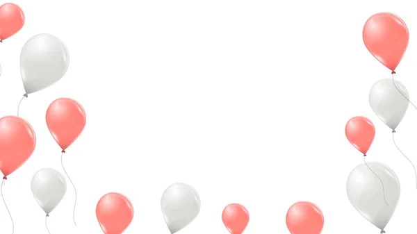 Ballons vectoriels roses et blancs sur fond blanc. Latex volant 3d ballons . — Image vectorielle