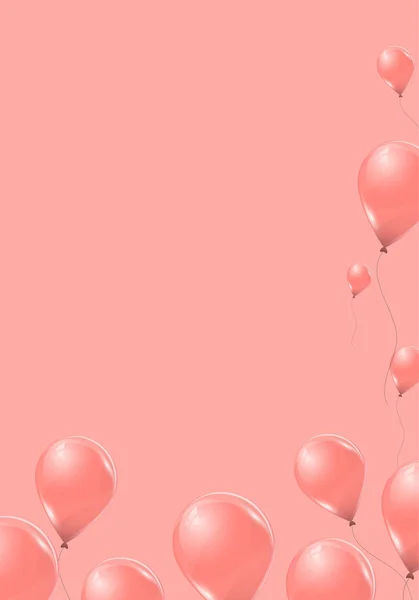Vecteur rose ballons d'hélium sur fond rose. Latex volant 3d ballons . — Image vectorielle