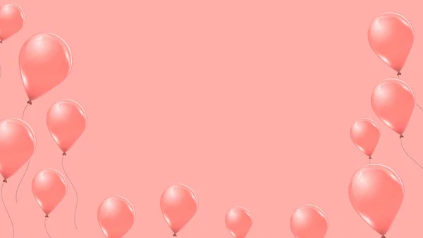 Vektör pembe helyum balonlar pembe arka plan üzerinde. Uçan lateks 3d ballons. — Stok Vektör