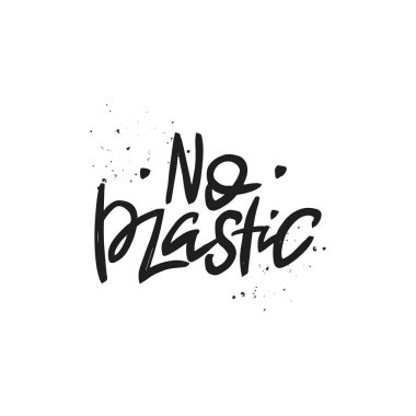 Plastik vektör el yazısı alıntı, fırça yazıt. Sıfır atık kavramı.