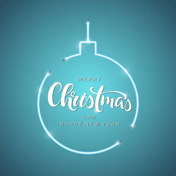 Feliz Inscripción Letras Guion Navidad Tarjeta Letras Mano Caligrafía Moderna — Vector de stock