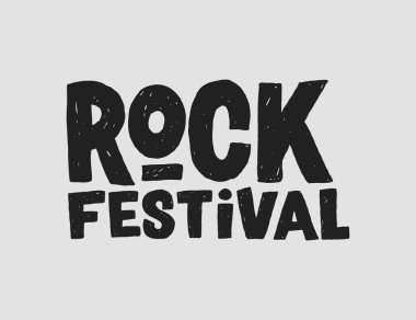 Rock festivali vektör yazıt. El çizilmiş grunge tipografi tasarım elemanı.