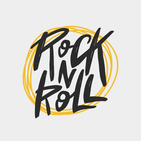 Rock n rulle borste bokstäver inskription. Handwrittern typografi tryck. — Stock vektor