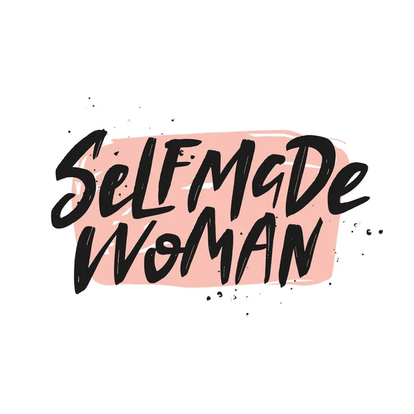 Selfmade woman vector brush lettering. Handwritten inscription. — Stock Vector