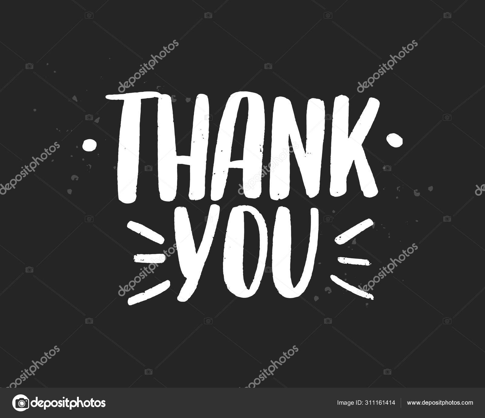 Thank you vector black brush lettering inscription. Gratitude and