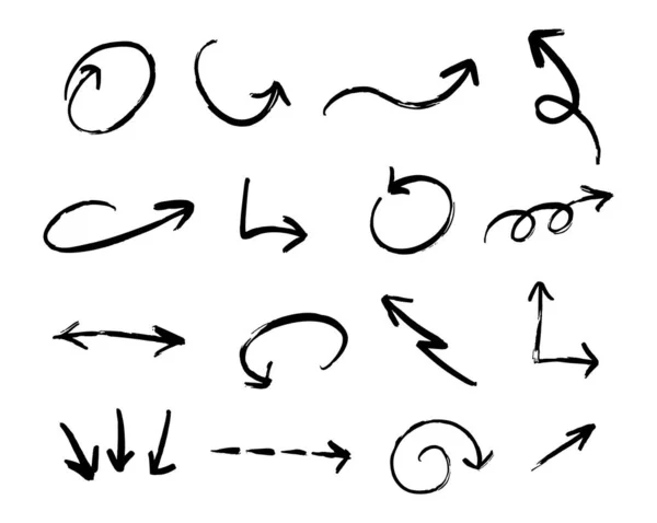 El çizimi serbest çekim vektörü siyah oklar beyaz arkaplanda izole edildi.