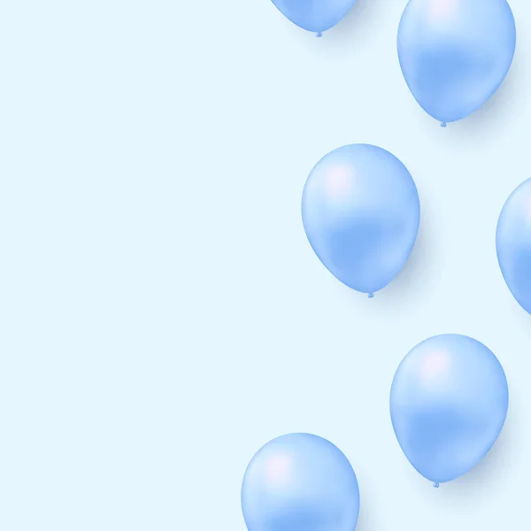 Gerçekçi Mavi Helyum Balonları Ile Arka Plan Vektör — Stok Vektör