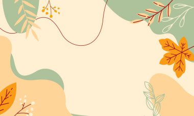 Yapraklar ve Soyut Şekillerle Minimalist Sonbahar Arkaplanı